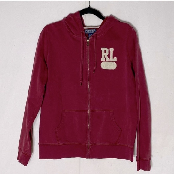 Vintage Y2K Polo Jeans Company Red Zip Hoodie XL - Picture 1 of 11